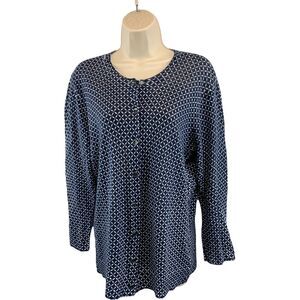 Basic Edition Womens Cardigan Sweater Medium Lightweight Navy Blue Long Sleeve